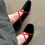 Damen elegante Ballerinas mit gekreuztem Riemchen-Design R&B