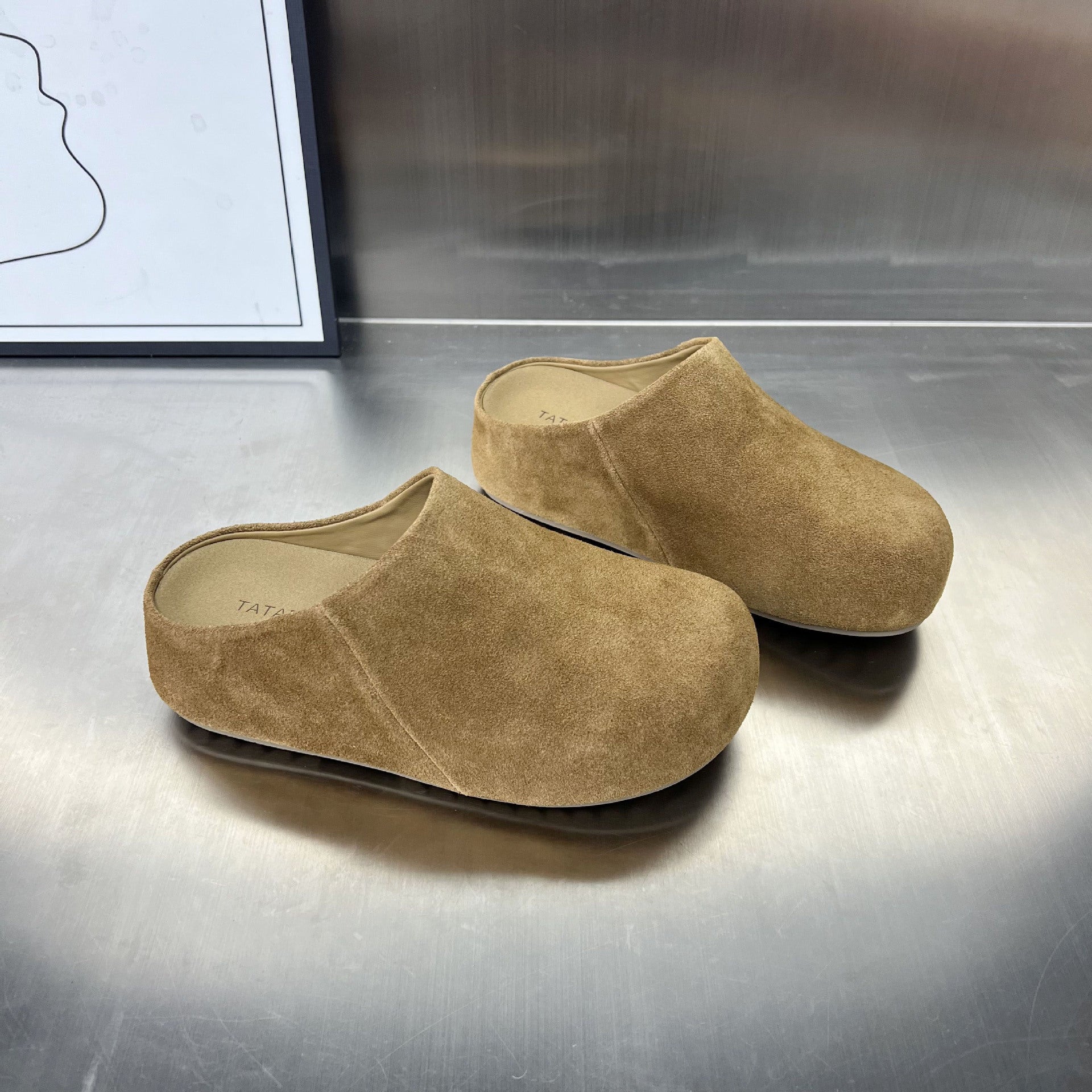Damen Komfortable Wildleder-Clogs mit anatomischem Fußbett und rutschfester Sohle R&B