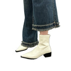 Damen elegante Stiefeletten mit spitzem Zehenbereich und Blockabsatz R&B