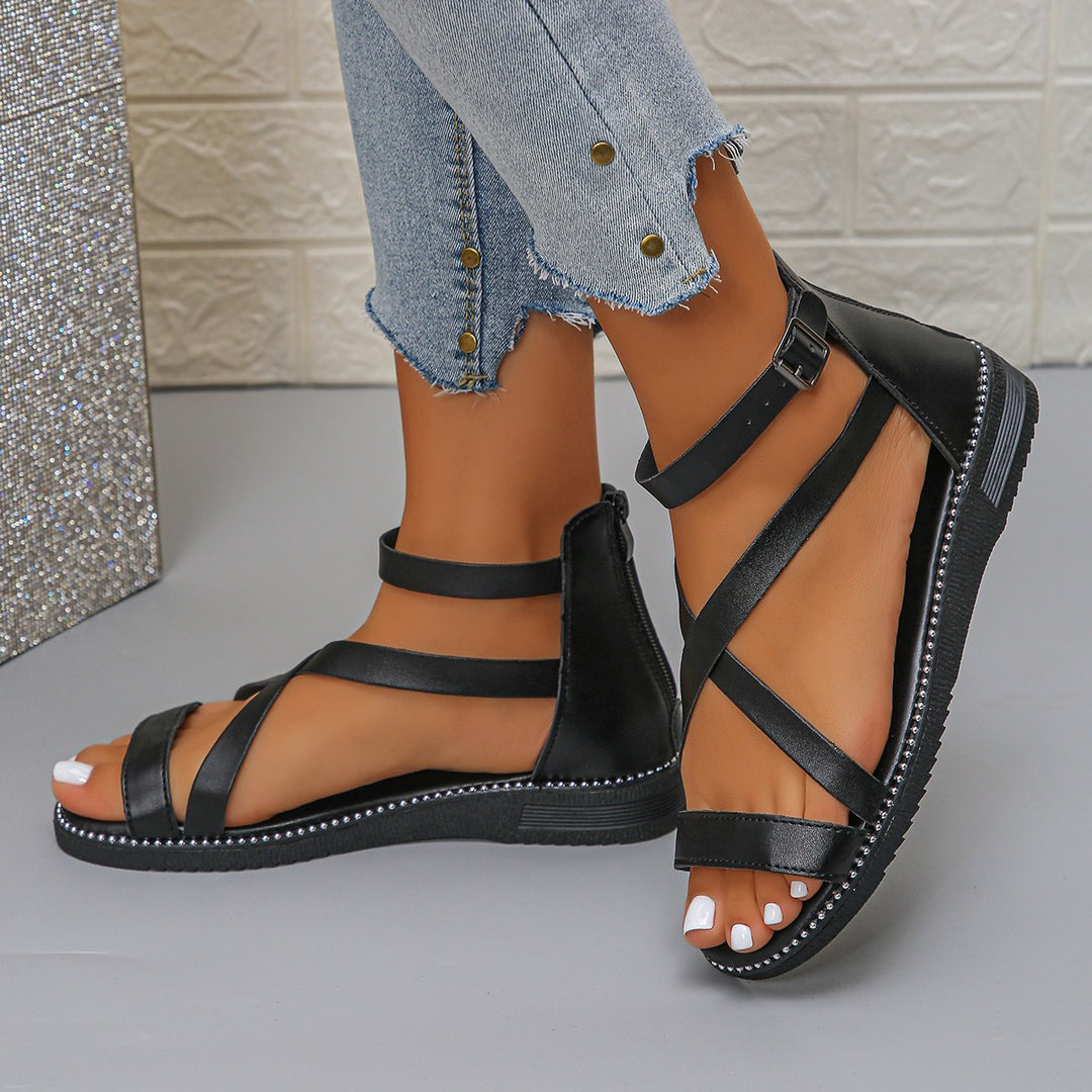 Damen Riemchen-Sandalen mit komfortablem Fußbett und eleganter Schnallenverzierung R&B