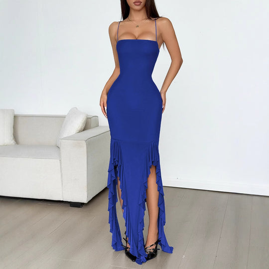 Damen Maxikleid mit elegantem Rüschendesign und Figurbetonem Schnitt R&B