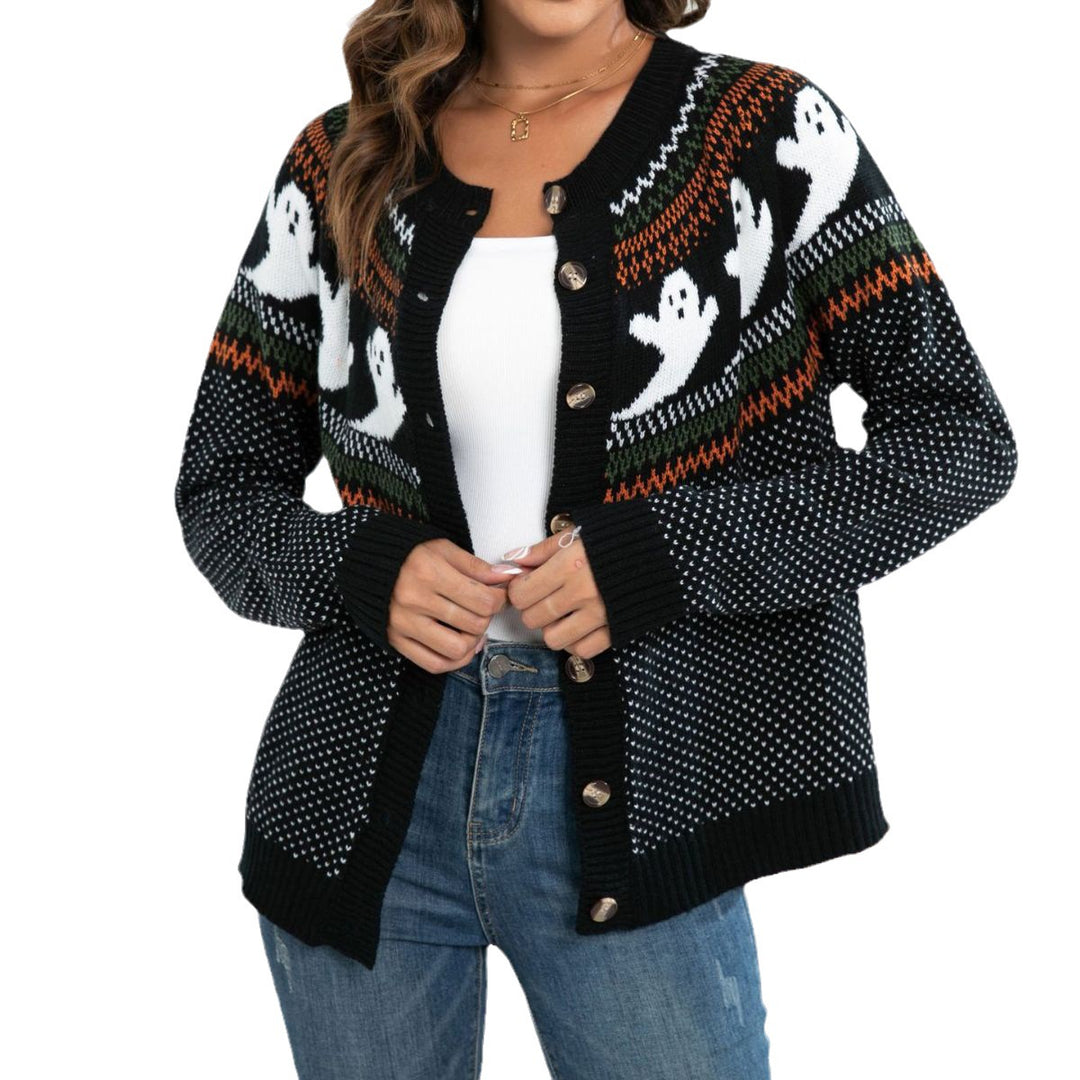 Damen Gruseliges Strickpullover mit Totenkopf-Motiv und weichem Material R&B