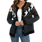 Damen Gruseliges Strickpullover mit Totenkopf-Motiv und weichem Material R&B