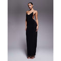 Damen Maxikleid mit tiefem V-Ausschnitt und seitlichen Cut-Outs R&B