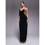 Damen Maxikleid mit tiefem V-Ausschnitt und seitlichen Cut-Outs R&B