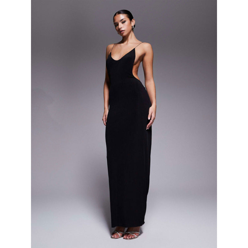 Damen Maxikleid mit tiefem V-Ausschnitt und seitlichen Cut-Outs R&B
