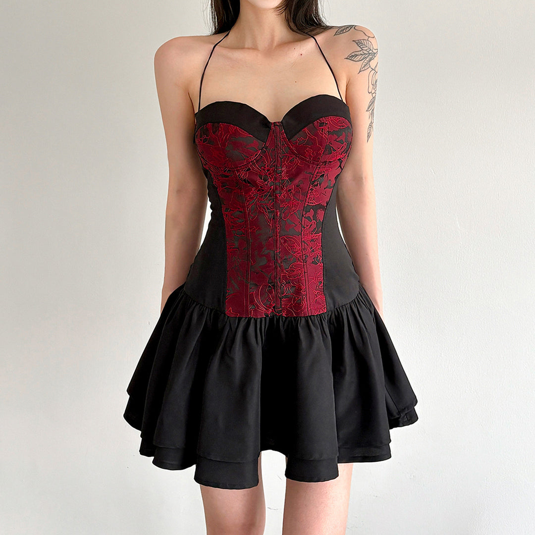 Damen Spitzen-Cocktailkleid mit raffiniertem Bustier-Oberteil und voluminösem Rock R&B