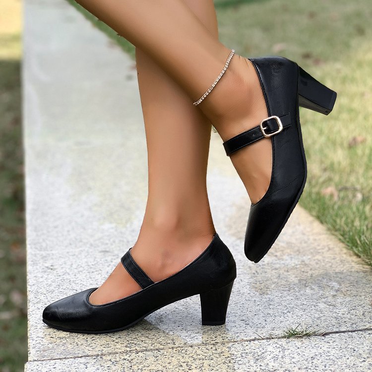 Damen Mary Jane Pumps mit modischem Riemendesign R&B