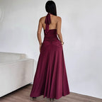 Damen Elegantes Halterkleid mit tiefem V-Ausschnitt und raffinierten Drapierungen EB