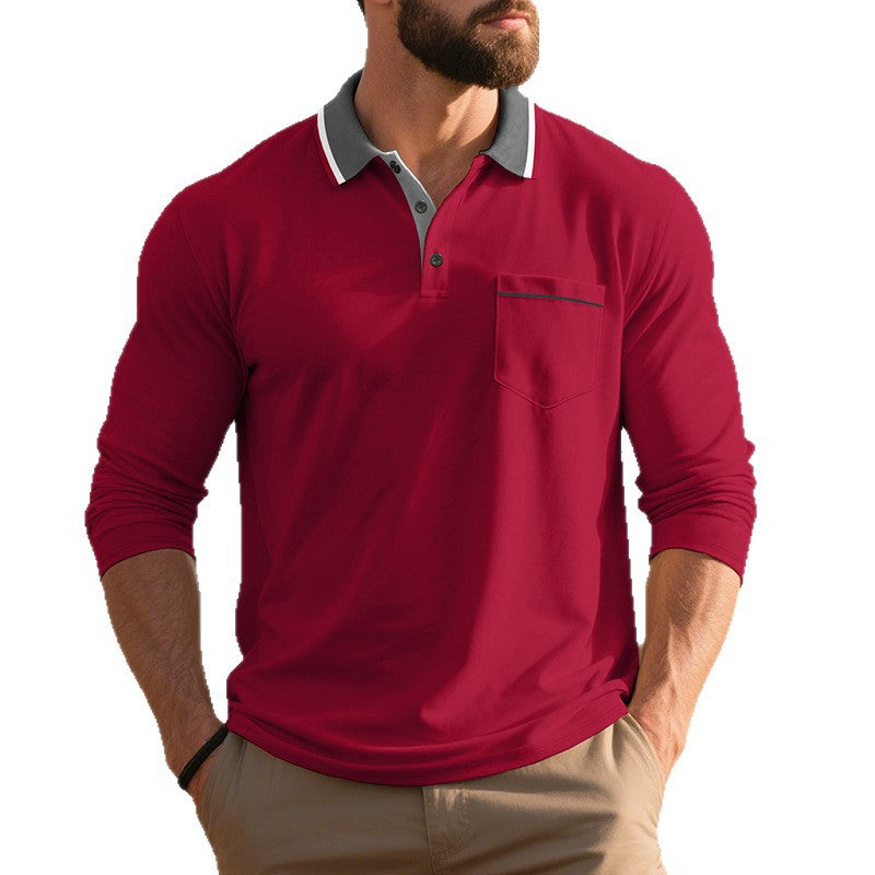 Herren Langarm Polo-Shirt aus atmungsaktivem Stoff mit modernem Kragen R&B