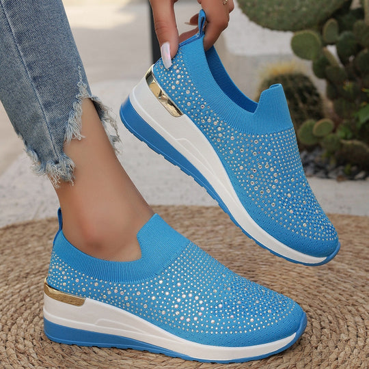 Damen modische Slip-On Sneakers mit Glitzer-Applikationen R&B