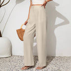 Damen Weite High-Waist Hose mit eleganten Falten R&B