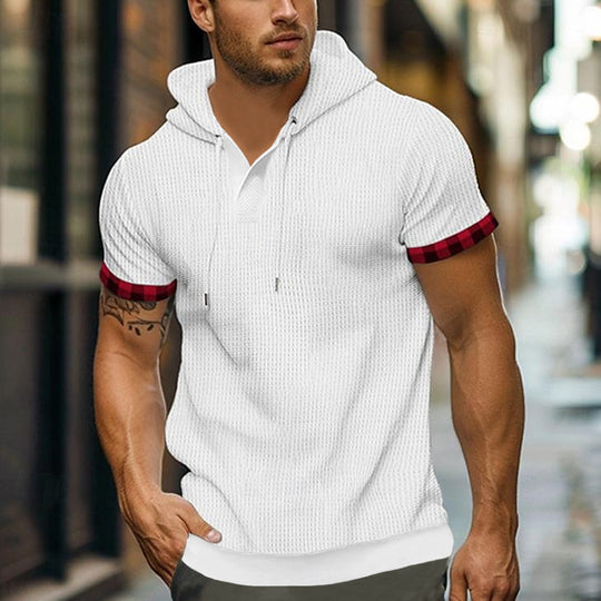 Herren modernes Kapuzenshirt mit strukturiertem Design und kontrastierenden Ärmeln R&B
