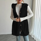 Damen Stylish gesteppte Weste mit Kapuze und Knopfverschluss R&B