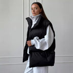 Damen Modische Steppweste mit hohem Kragen R&B