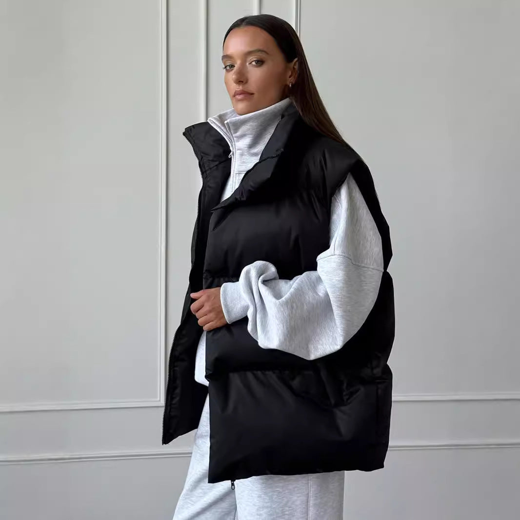Damen Modische Steppweste mit hohem Kragen R&B