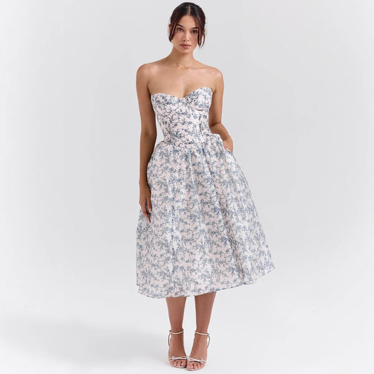 Damen Couture-Kleid im schulterfreien Trägerdesign mit voluminösem Rock R&B