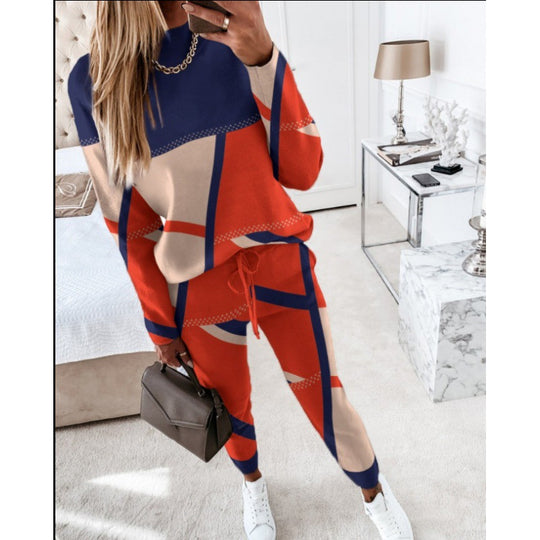 Damen trendy Sweatanzug mit grafischem Muster R&B
