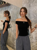 Damen Off-Shoulder Oberteil R&B
