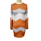 Damen nan Longsleeve-Strickkleid mit Chevron-Muster, geradem Saum und körperumspielender Passform R&B