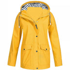Damen nan wasserdichter Parka mit Kapuze, Kordelzug und aufgesetzten Taschen R&B