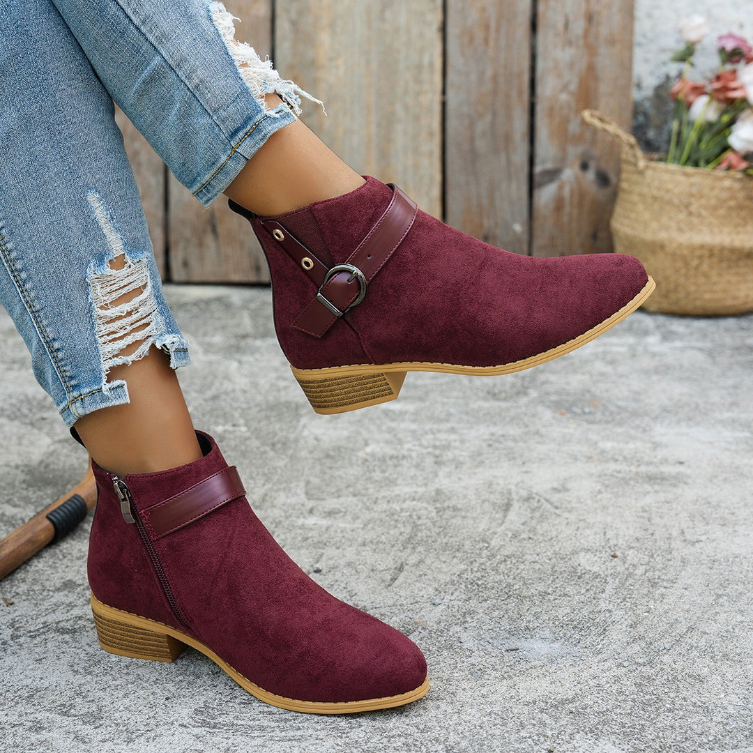 Damen modische Stiefeletten mit elegantem Riemen und rutschfester Sohle R&B