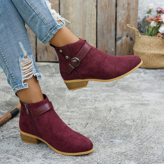 Damen modische Stiefeletten mit elegantem Riemen und rutschfester Sohle R&B
