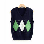 Damen Strickwesten mit modernem Rautenmuster R&B