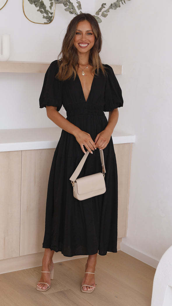 R&B | Taillierter Midikleid