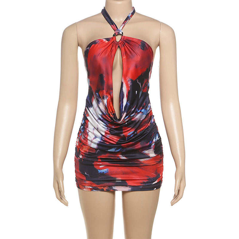 Damen Mini Kleid mit schickem Wickeldesign und tiefem Ausschnitt R&B