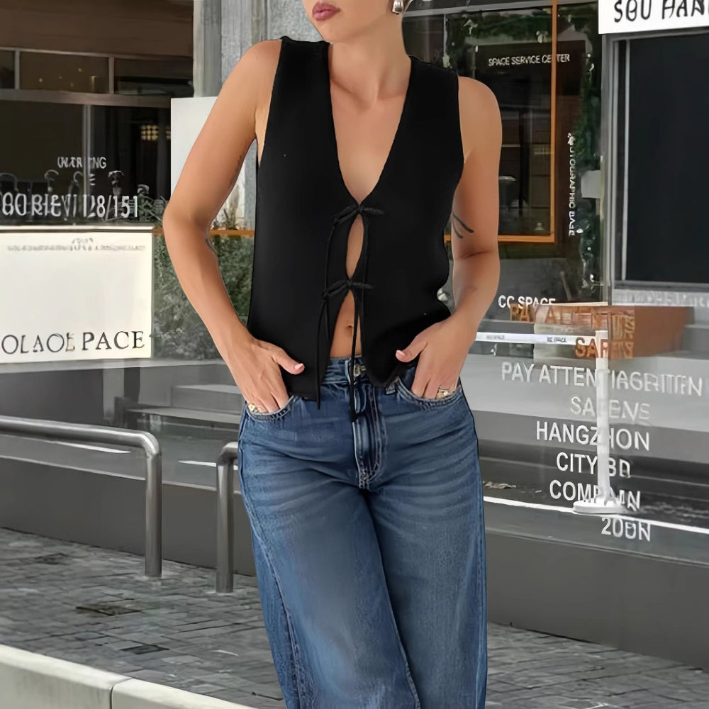 Damen Crop-Oberteil mit raffiniertem Schnürdesign R&B