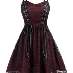 Damen Skaterkleid mit Spitzenoberteil und Schnürdetails R&B