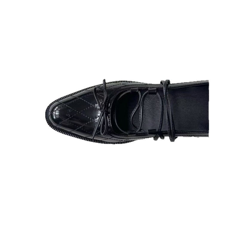 Damen elegante Schnürschuhe mit glänzendem Obermaterial und dekorativem Muster R&B