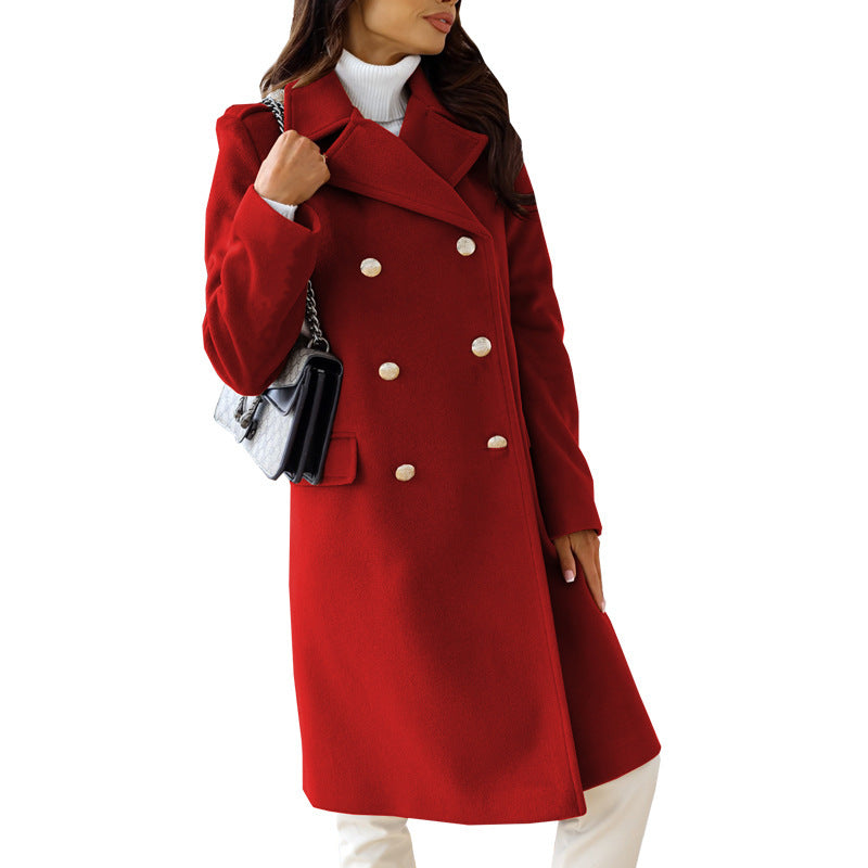 Damen Elegante und warme Wollmantel R&B