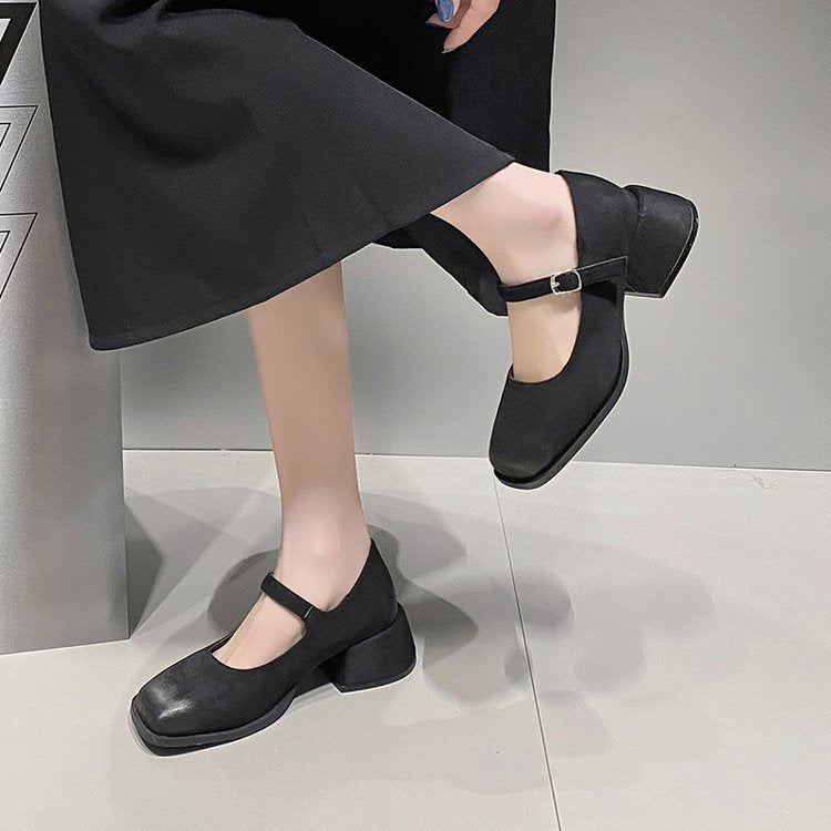 Damen elegante Mary Jane-Blockabsatzschuhe mit modischen Schnallen R&B