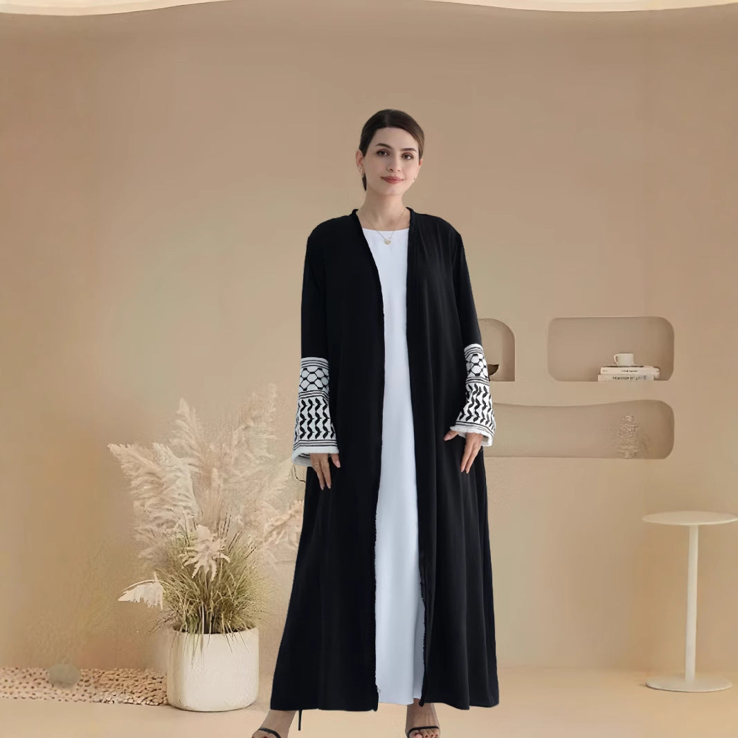 Damen Elegante Kaftan-Jacke mit dekorativen Ärmeln und Gürtel R&B