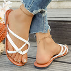 Damen Bequeme Zehentrenner-Sandalen mit modischem Design und hygienischem Fußbett EB