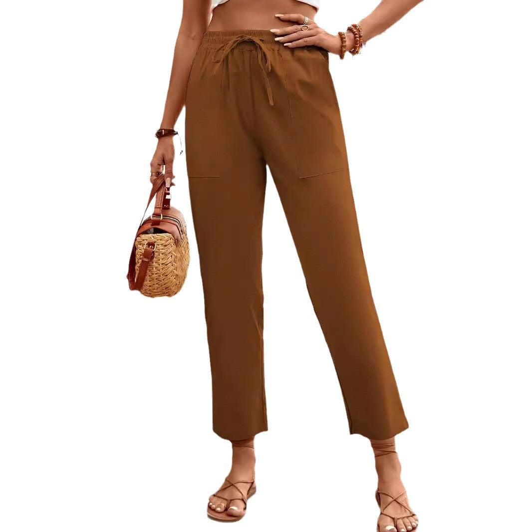 Damen lässige Chino-Hose mit elastischem Bund R&B