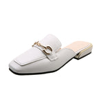Damen elegante Mules aus weichem Leder mit modischem Metallakzent R&B