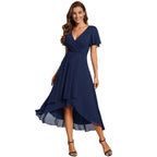 Damen Elegantes Wickelkleid mit asymmetrischem Saum R&B