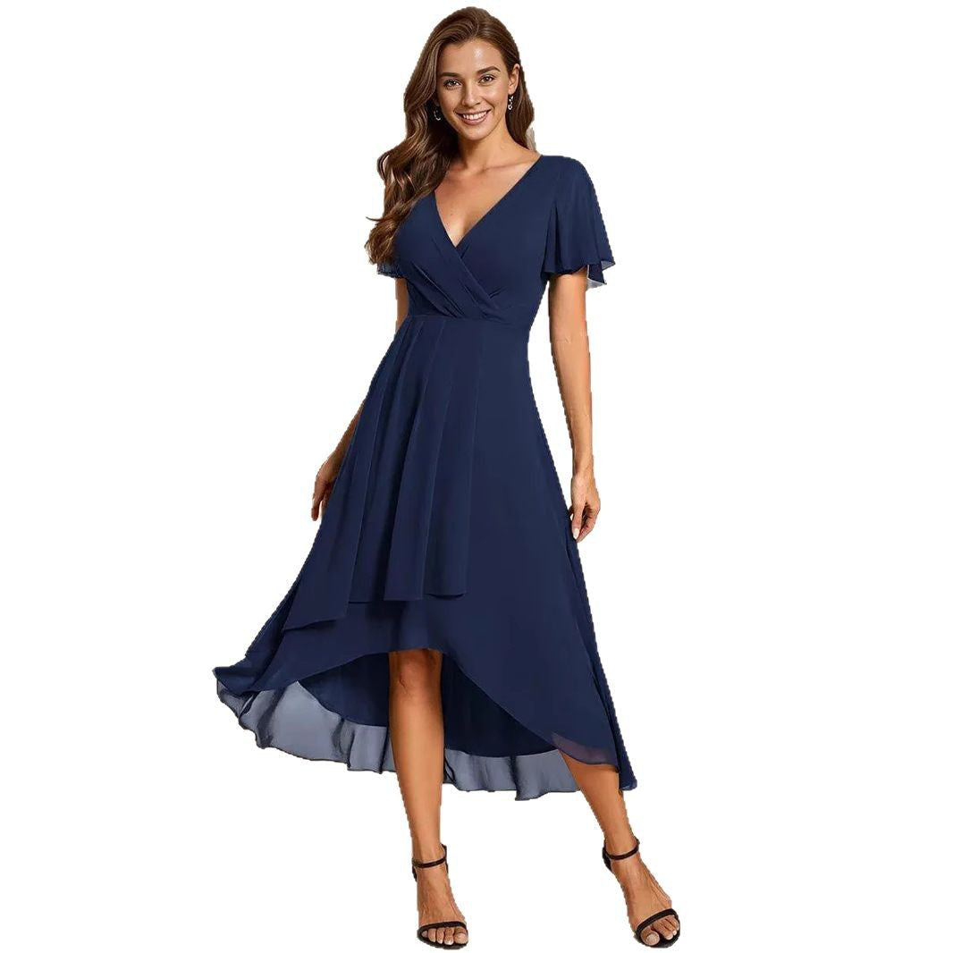 Damen Elegantes Wickelkleid mit asymmetrischem Saum R&B