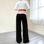 Damen Hochwertige Sporthose mit weitem Bein und Miditaille R&B