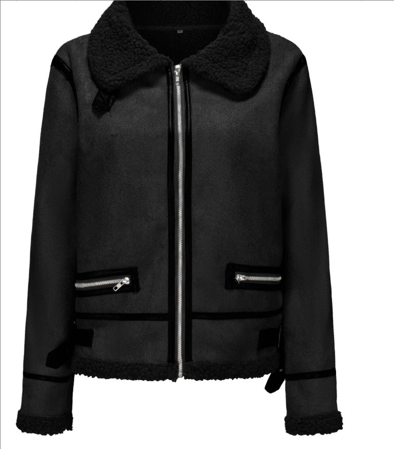 Damen trendige Faux-Fur-Jacke mit lässigem Schnitt und praktischen Taschen R&B