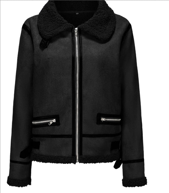 Damen trendige Faux-Fur-Jacke mit lässigem Schnitt und praktischen Taschen R&B