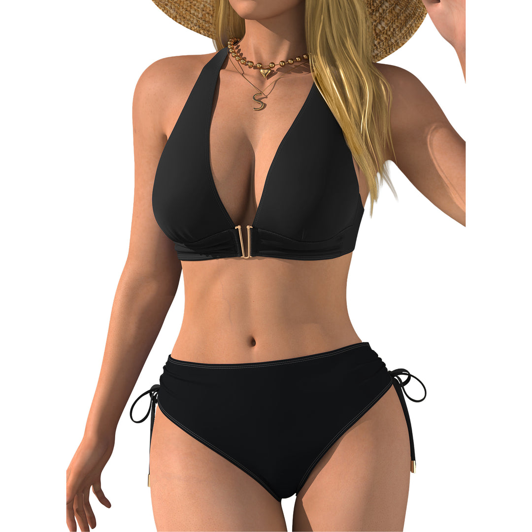 Damen Bikini-Set mit tiefem V-Ausschnitt und regulierbarem Seitenband R&B