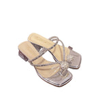 Damen elegante Strandsandalen mit funkelnden Kristall-Applikationen EB