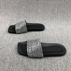 Damen Glamouröse Strandsandalen mit funkelndem Riemen EB