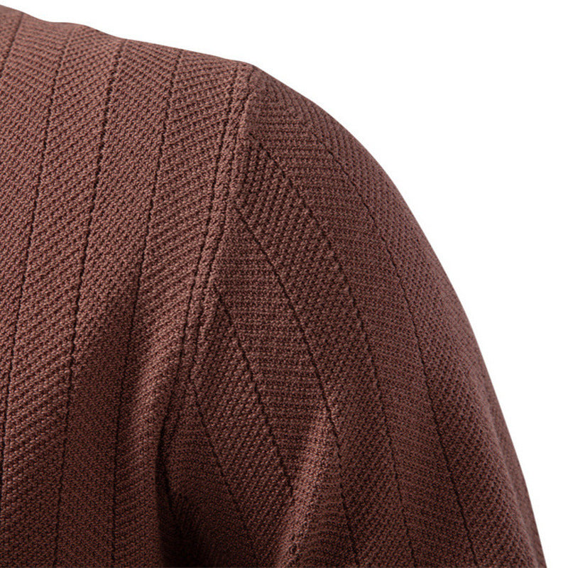 Herren nan Kurzarm Strickcardigan mit Reverskragen und feinem Strukturstrick R&B