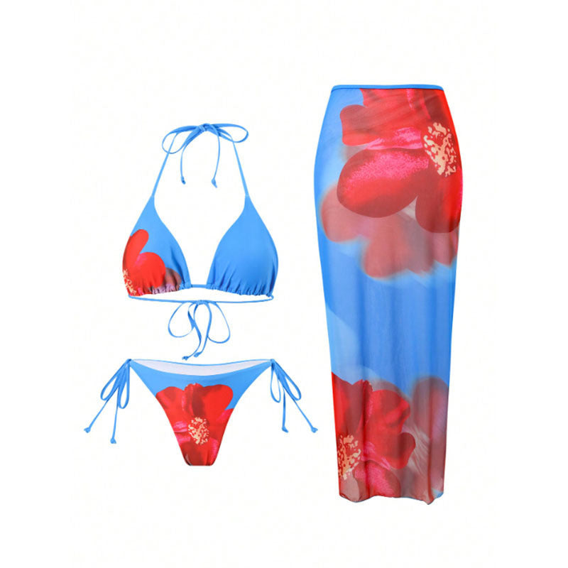 Damen Bikini-Set mit floralem Überwurf und eleganten Details R&B