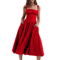 Damen Maxi-Kleid mit knöpfbarem Oberteil und schwingendem Rock R&B